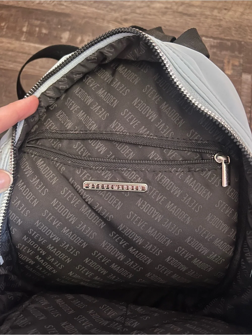 Steve Madden Pale Blue‎ Mini Backpack with Front Zip Pocket